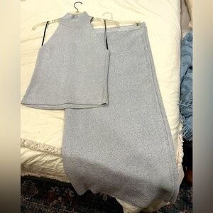 NWT Silver Shimmery knit set